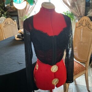 SHEIN Black Lace Sleeve Top